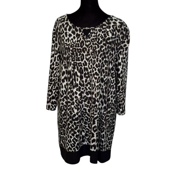 CJ Banks XL Animal Print Top Blouse Womens Leopard Career Cheetah 1X Work Office - Picture 1 of 11